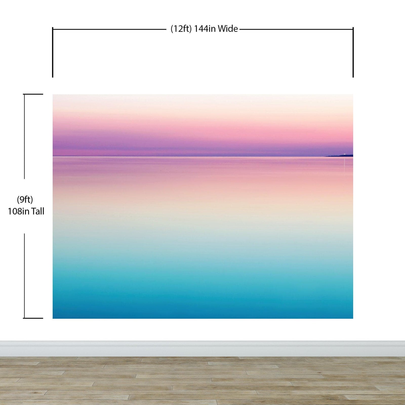 Pastel Pink Sunset Ocean Wallpaper Mural - Tropical Calm Waters. #6603