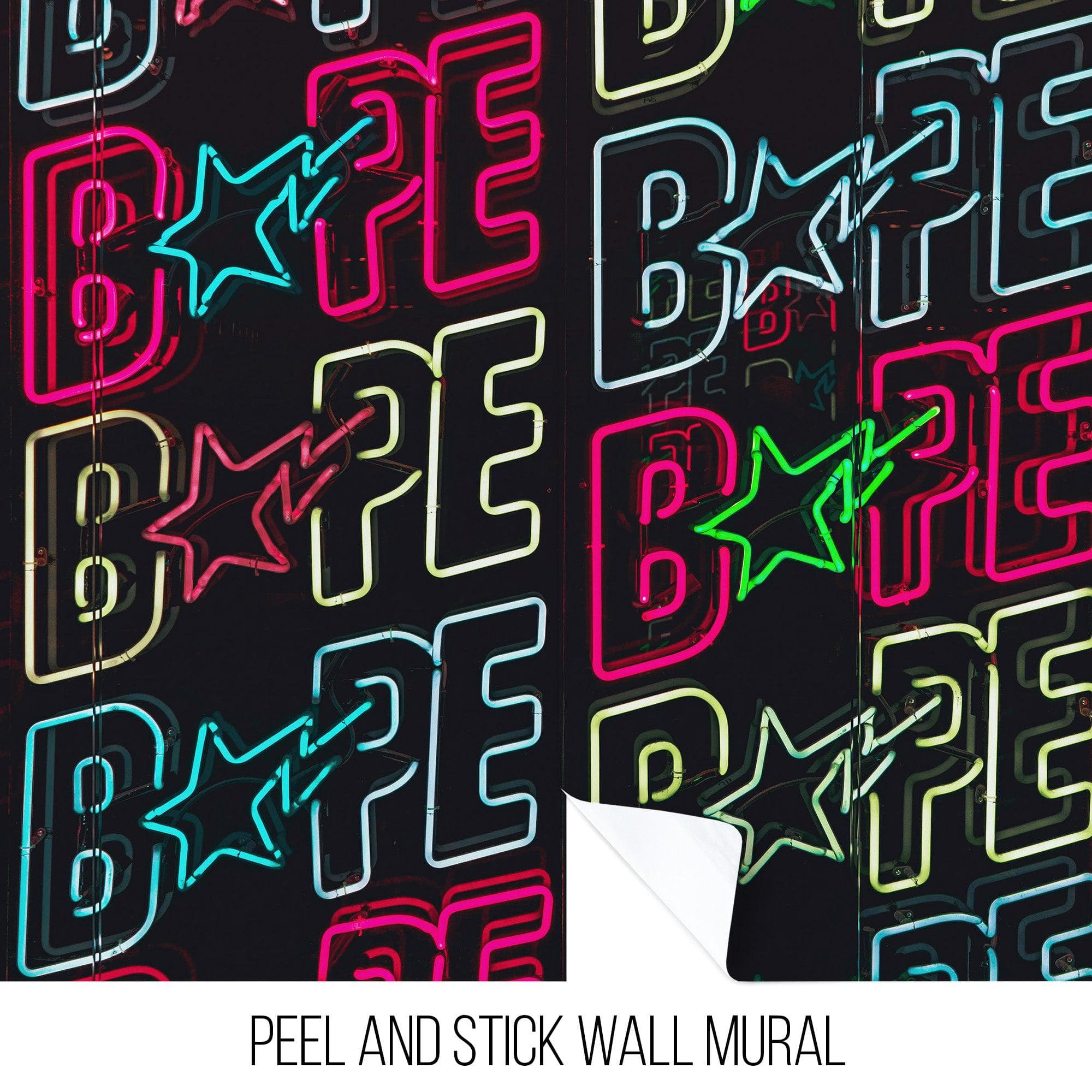 Neon Bape Brand Lights Wallpaper Mural. Streetwear Hype Beast Aesthetics. #6604