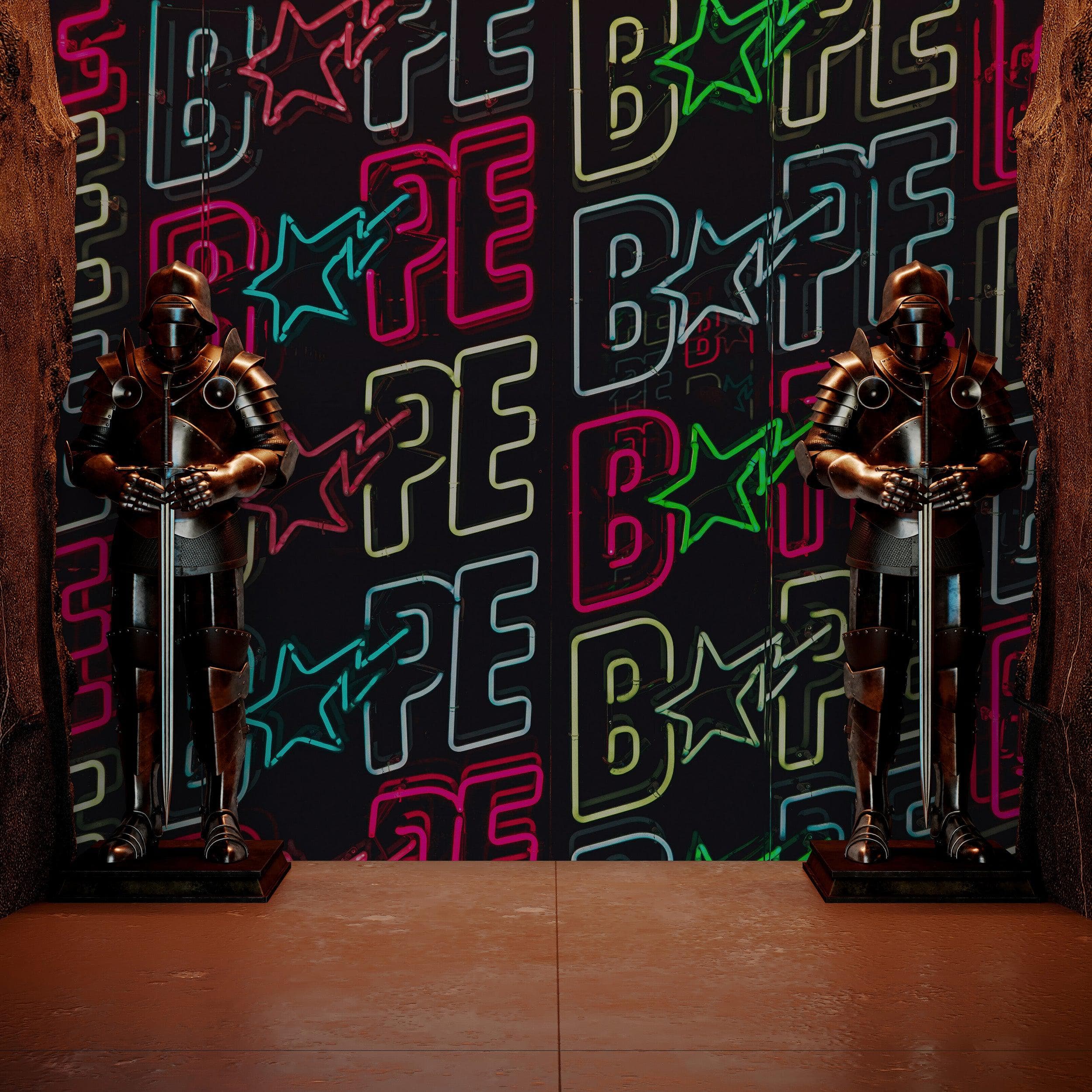 Neon Bape Brand Lights Wallpaper Mural. Streetwear Hype Beast Aesthetics. #6604