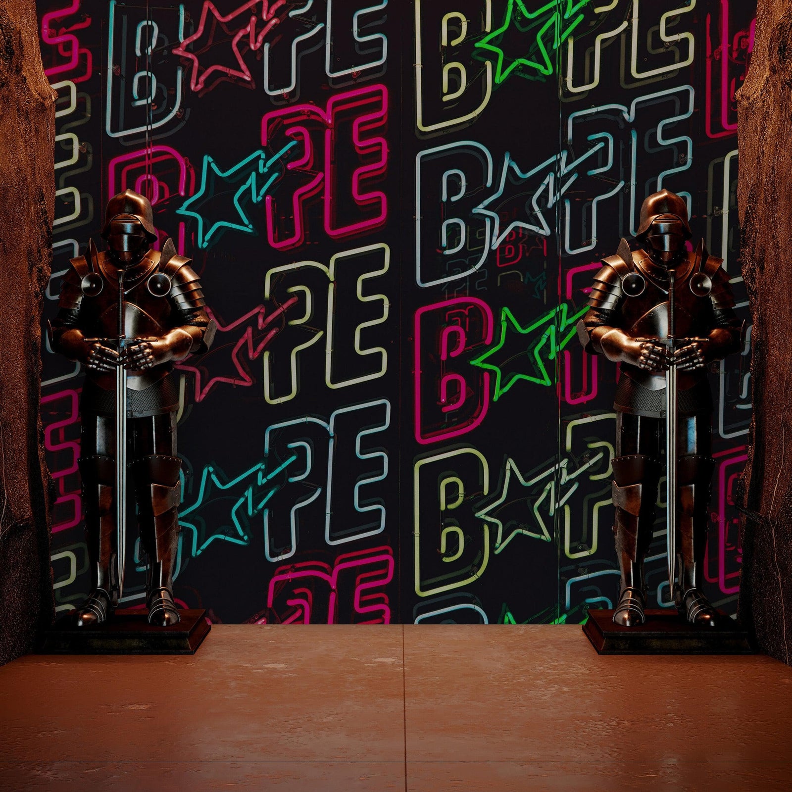 Neon Bape Brand Lights Wallpaper Mural. Streetwear Hype Beast Aesthetics. #6604