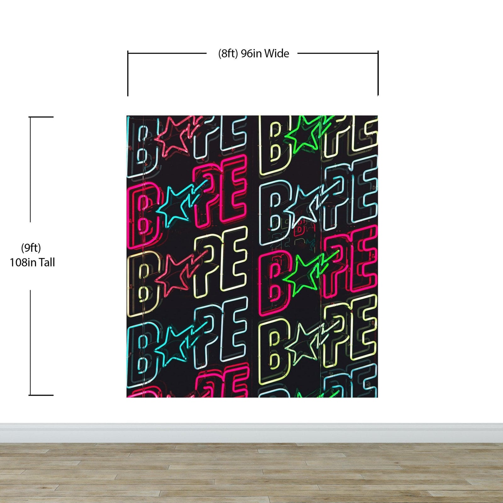 Neon Bape Brand Lights Wallpaper Mural. Streetwear Hype Beast Aesthetics. #6604