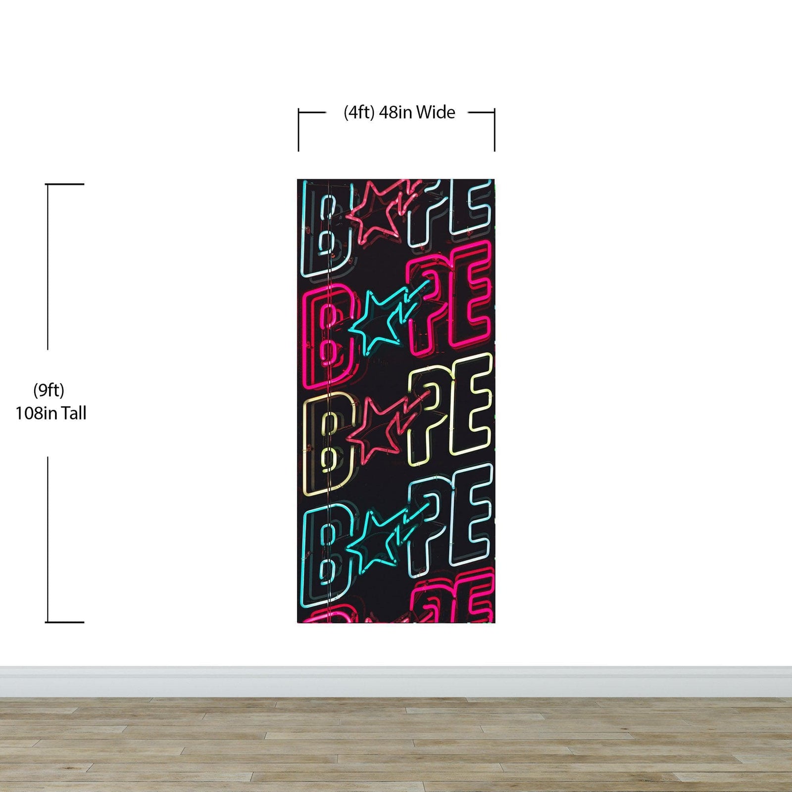 Neon Bape Brand Lights Wallpaper Mural. Streetwear Hype Beast Aesthetics. #6604