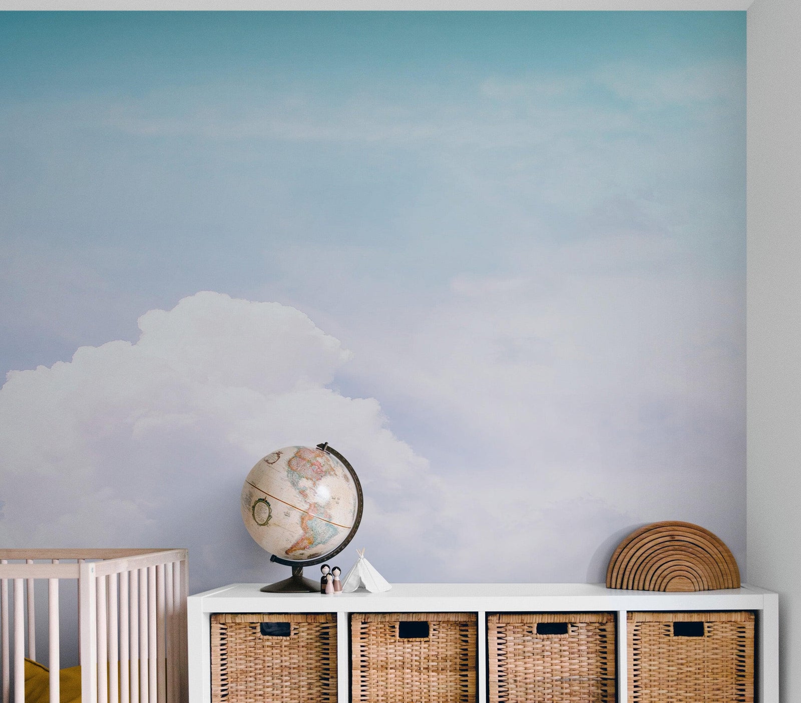 Pastel Sky and Clouds Kids Wallpaper Mural - Dreamy Nursery Peel and Stick Wallpaper. #6605
