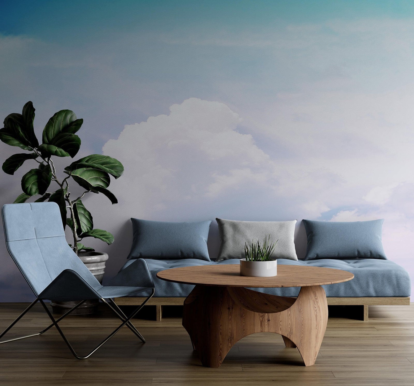 Pastel Sky and Clouds Kids Wallpaper Mural - Dreamy Nursery Peel and Stick Wallpaper. #6605