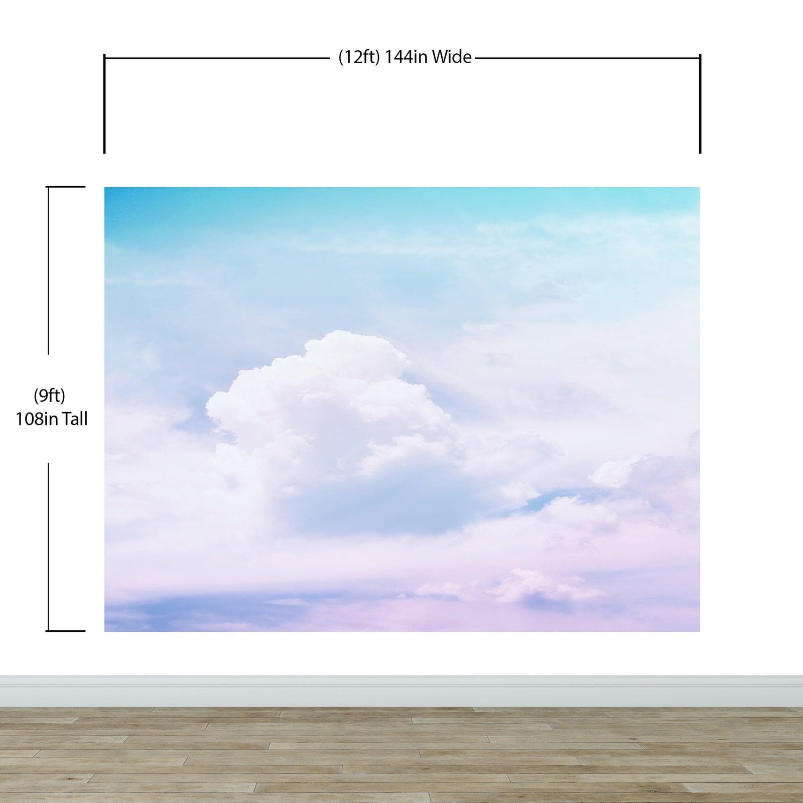 Pastel Sky and Clouds Kids Wallpaper Mural - Dreamy Nursery Peel and Stick Wallpaper. #6605