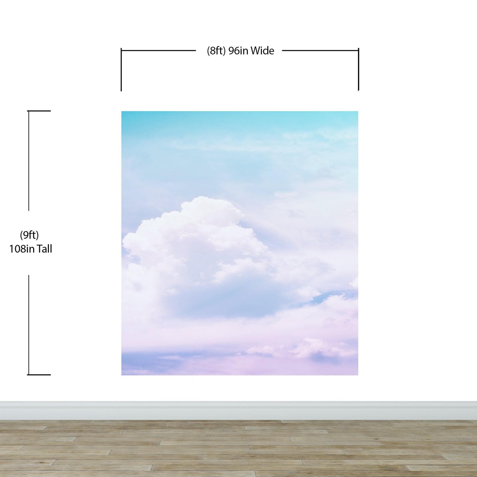 Pastel Sky and Clouds Kids Wallpaper Mural - Dreamy Nursery Peel and Stick Wallpaper. #6605