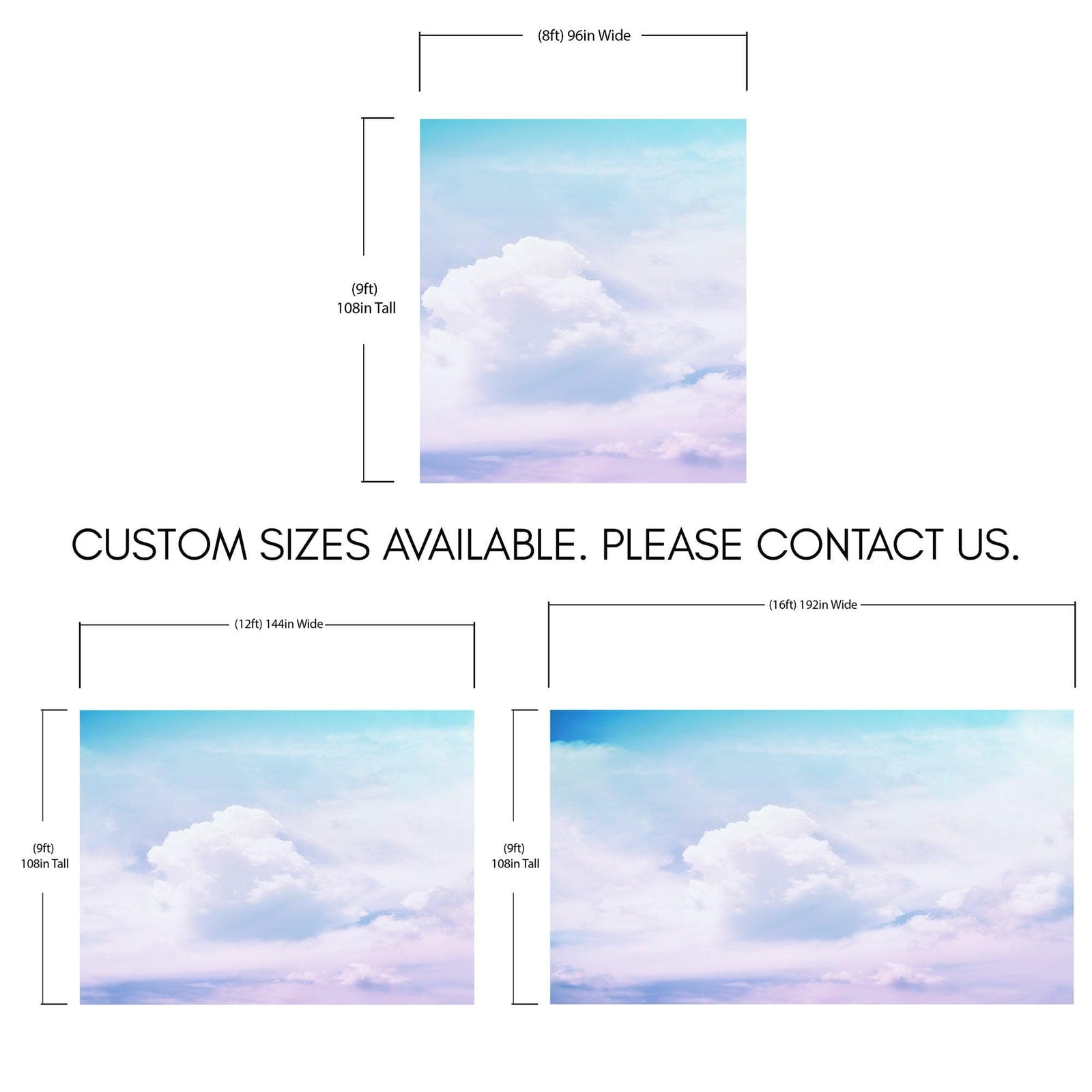 Pastel Sky and Clouds Kids Wallpaper Mural - Dreamy Nursery Peel and Stick Wallpaper. #6605
