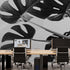 Elegant Black and White Leaves Wallpaper Mural - Serene Botanical Beauty #6606