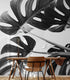 Elegant Black and White Leaves Wallpaper Mural - Serene Botanical Beauty #6606
