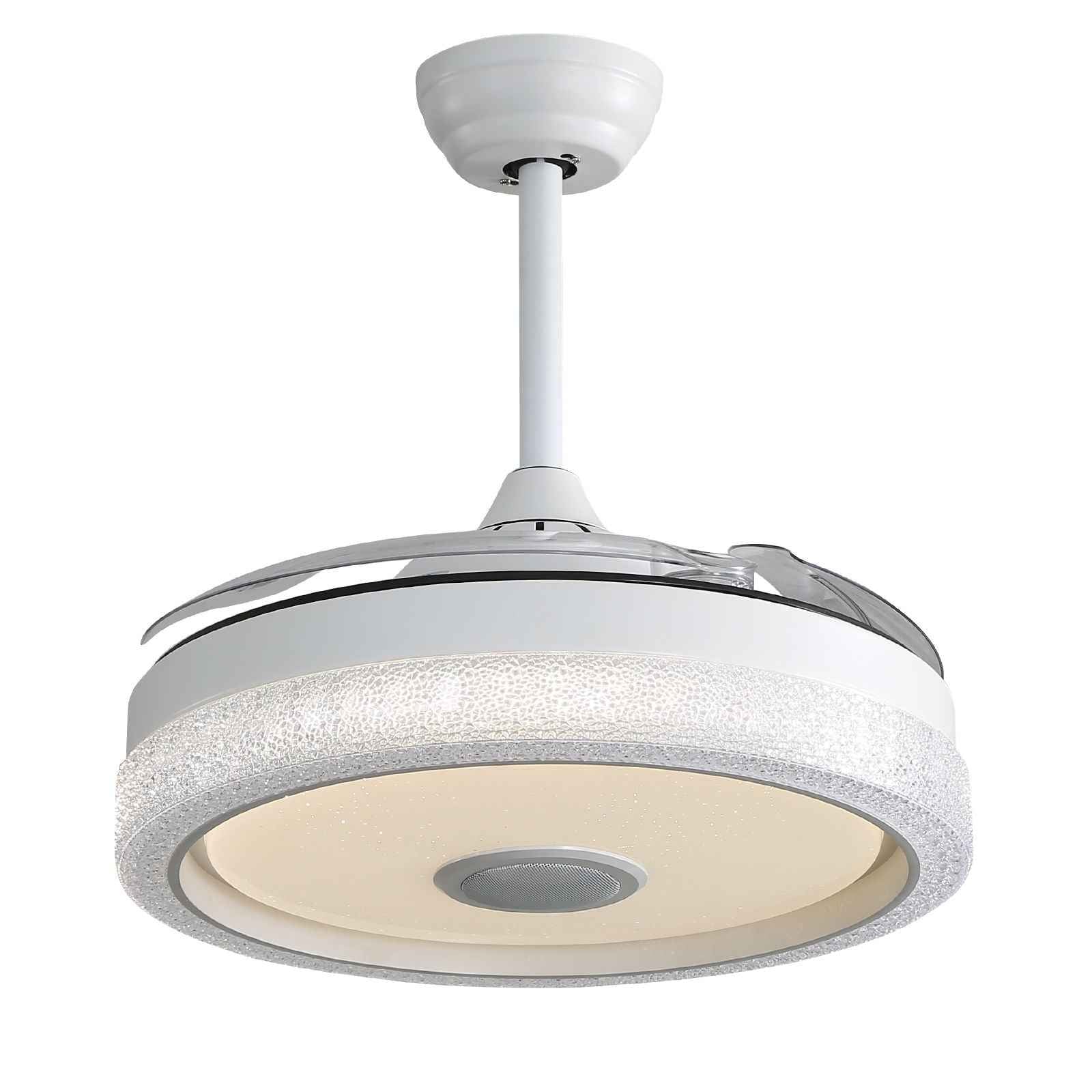 Invisible Ceiling Fan With Remote Control And 36W LED Light, 120V DC Motor, 3 Blades - White