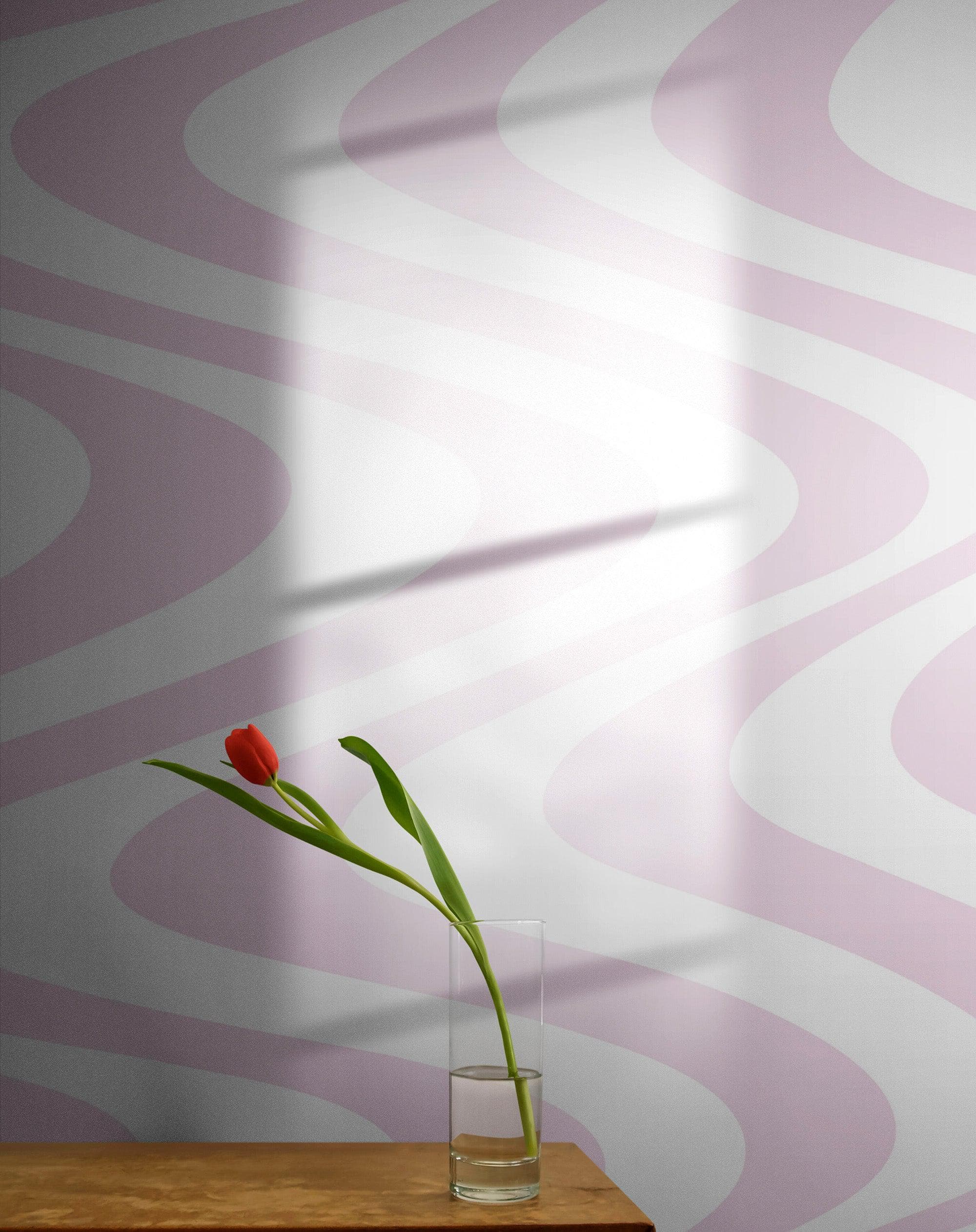 Pink Swirly Lines Abstract Wallpaper Mural. #6635