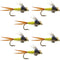 Bead Head Hot Yellow Copper John Nymph - 6 Fly Fishing Flies - Hook Size 14