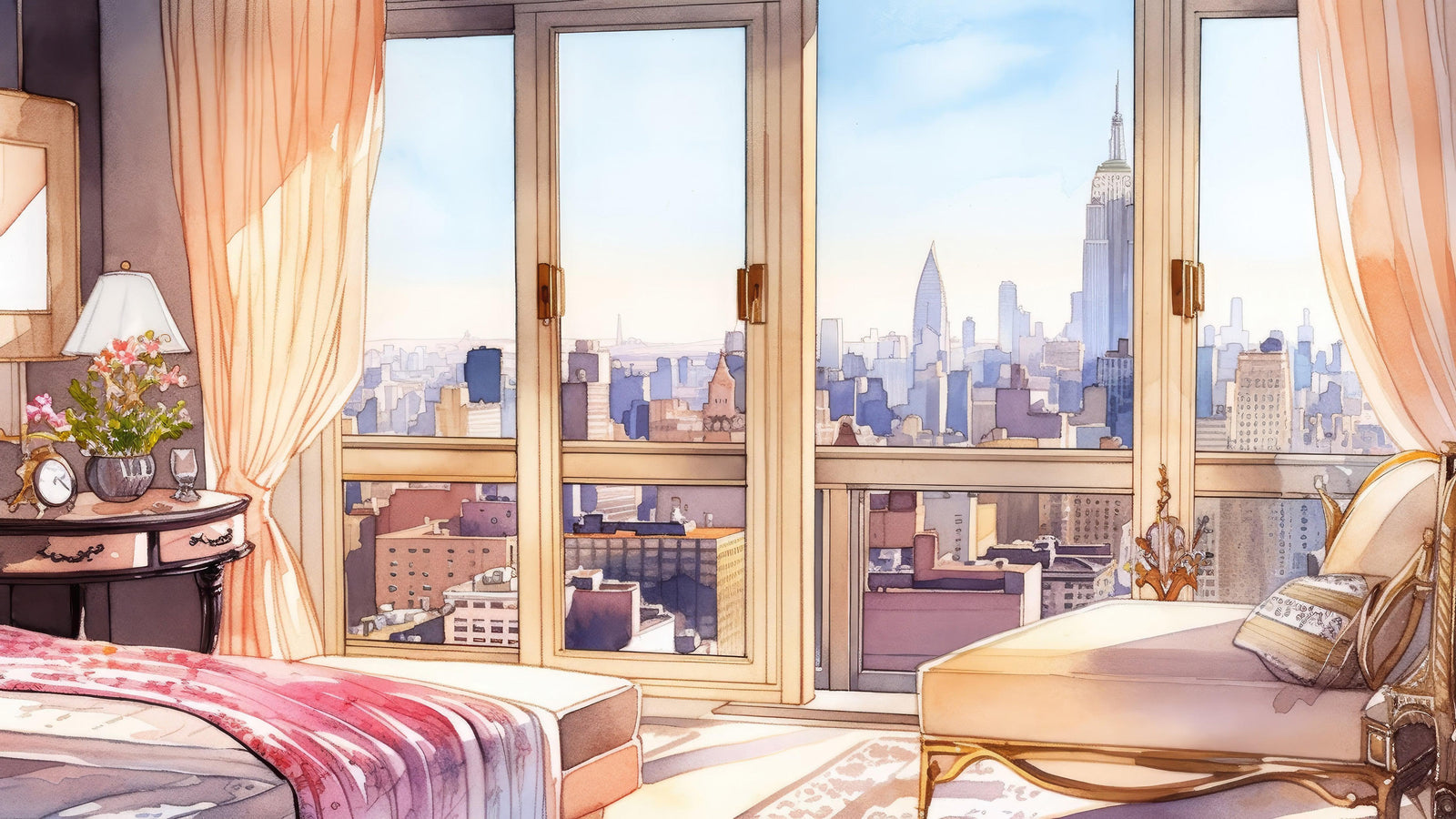 New York City Penthouse View Wallpaper Mural. #6660