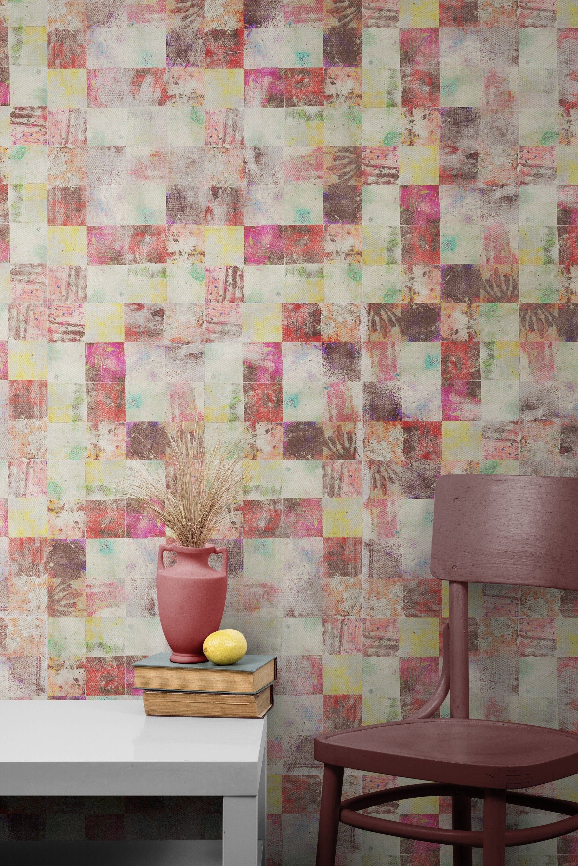 Vintage Grunge Tile Pattern Wallpaper. Aesthetic Wall Decor. #6668