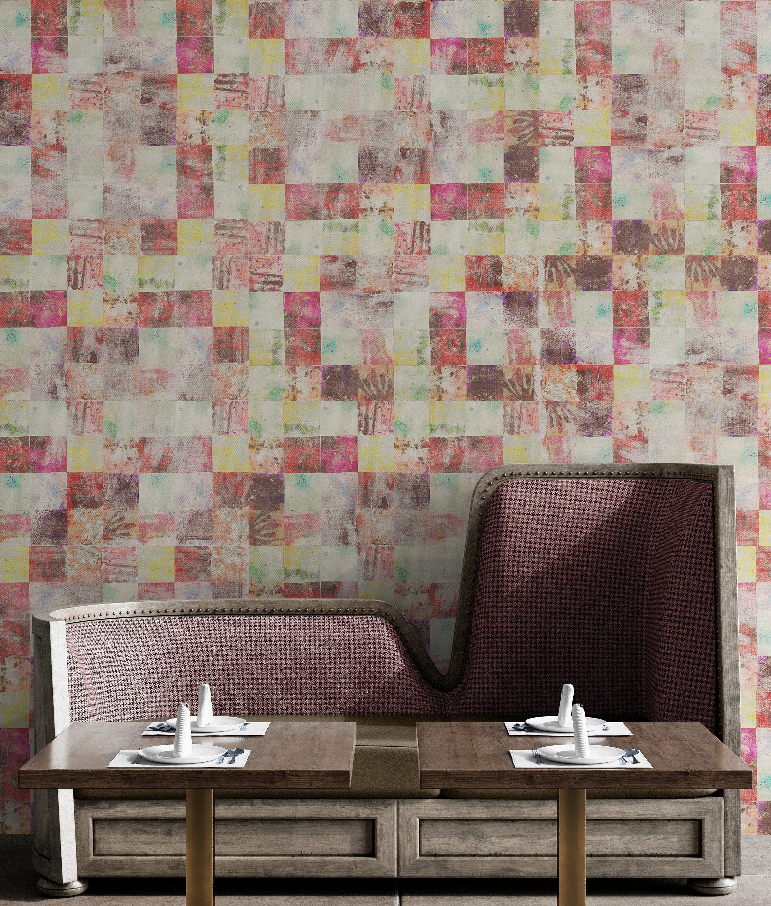 Vintage Grunge Tile Pattern Wallpaper. Aesthetic Wall Decor. #6668