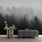 Black and White Misty Pine Forest Wallpaper. #6673