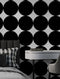 Modern Geometric Black Circle Wallpaper Mural. #6675