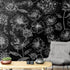Black Floral Background, Black and White Flower Wallpaper Mural. #6677