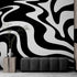 Black Swirly Line Wallpaper. Contemporary Art Decor. Modern Aesthetic. #6679