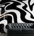 Black Swirly Line Wallpaper. Contemporary Art Decor. Modern Aesthetic. #6679