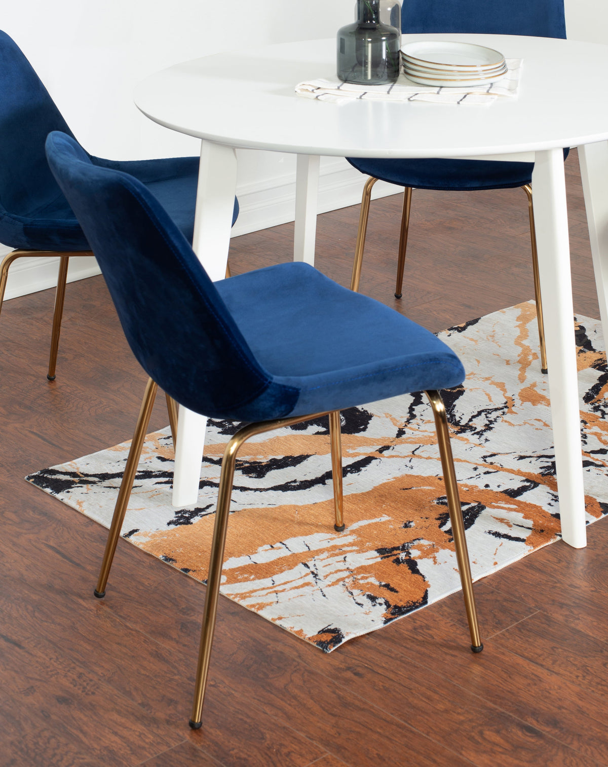 Aufurr Contemporary 3-Piece Dining Set White Round Dining Table with 2 Chairs