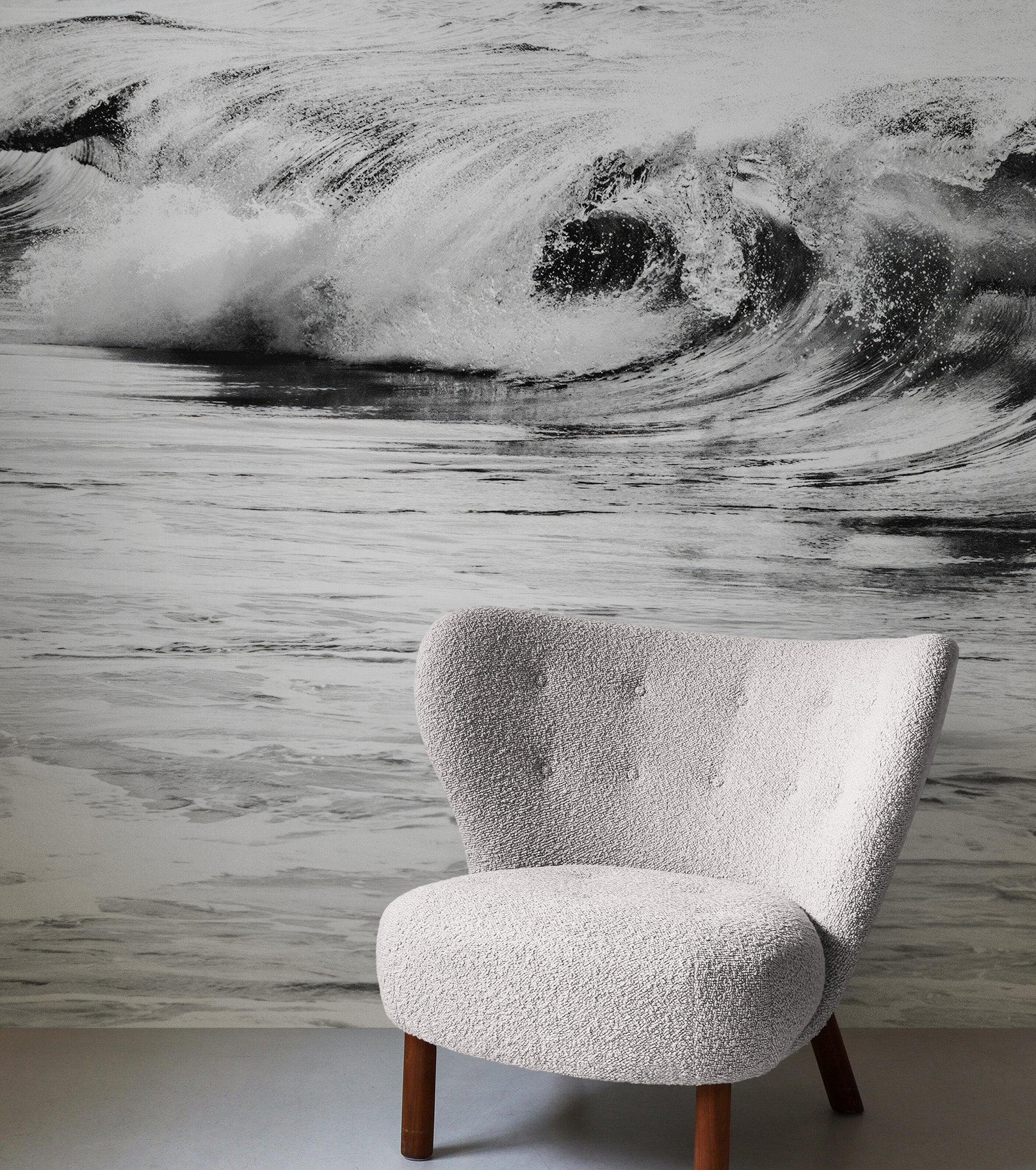 Ocean Wave Wallpaper. Black and White Surf Theme Wall Mural. #6709