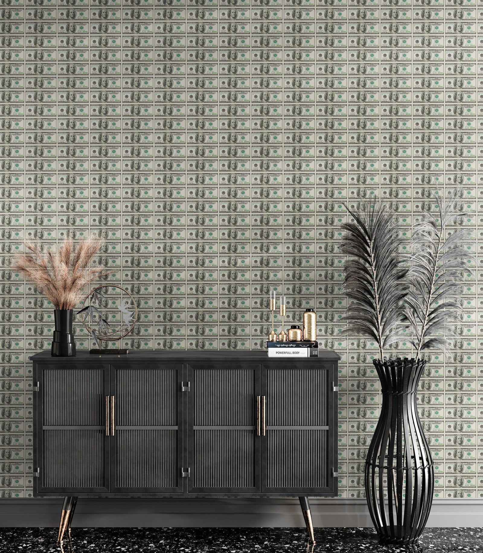 100 Dollar Bill Wallpaper Mural. Cash Money Wall Mural. #6713