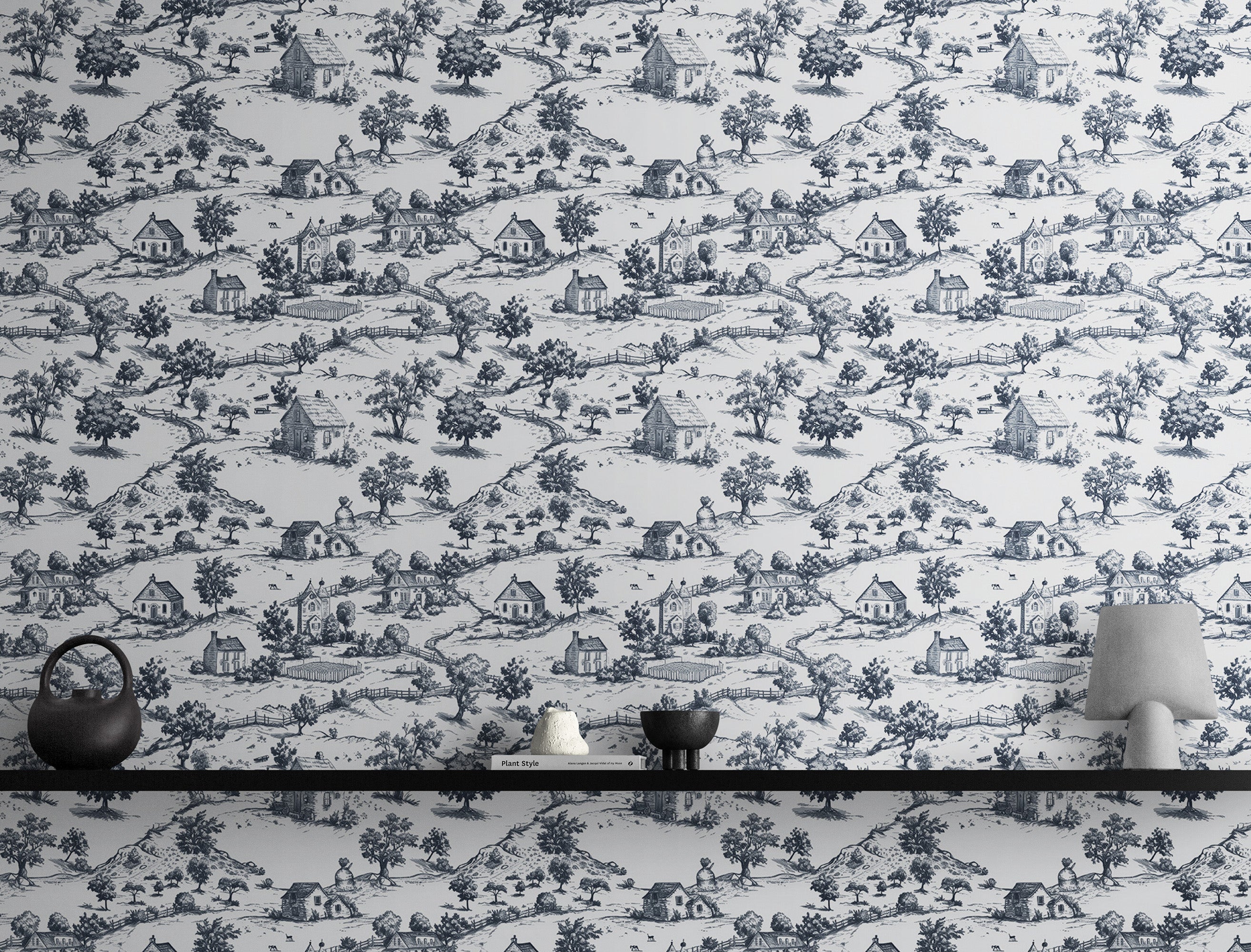 Rustic Wallpaper Peel and Stick Wall Mural. Countryside Motif Wall Decor. #6729