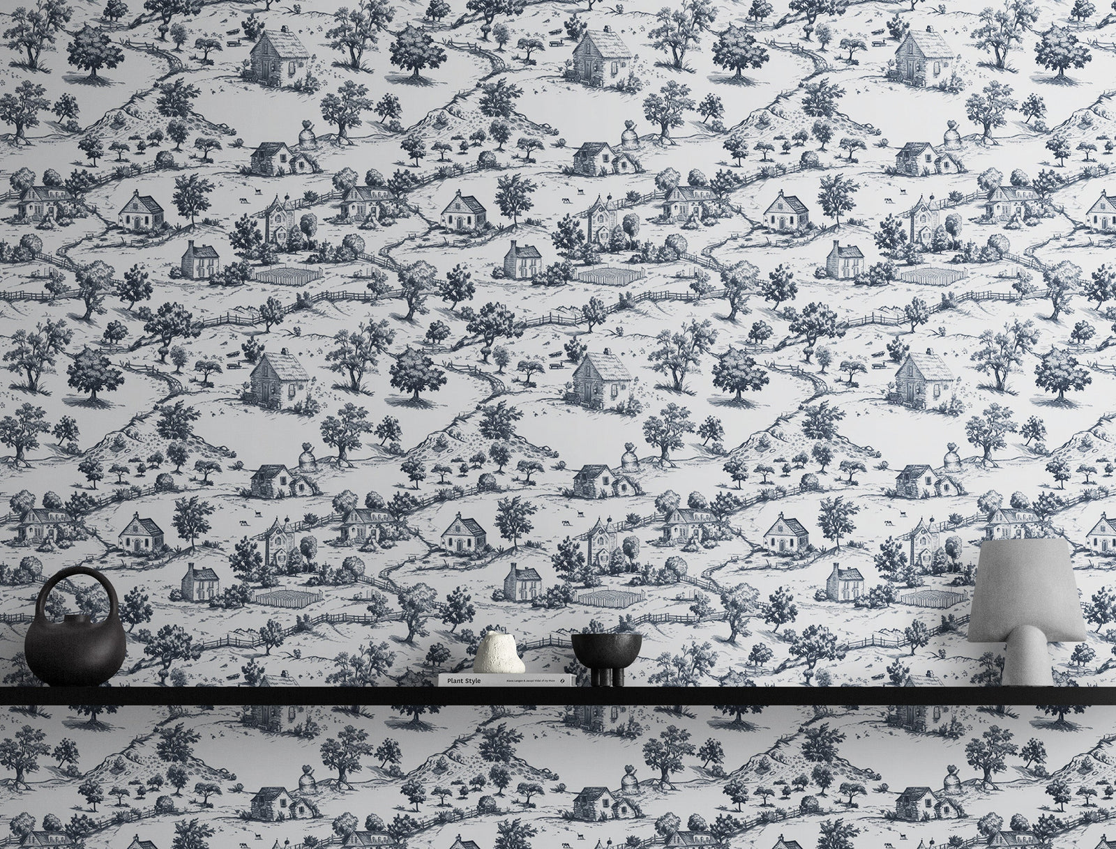 Rustic Wallpaper Peel and Stick Wall Mural. Countryside Motif Wall Decor. #6729