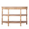 Handcrafted Console Table With Hand Woven Trim, 3 Tier Storage Shelves - Natural