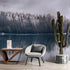 Pine Trees Forest Lake View Wall Mural Wallpaper. #6754