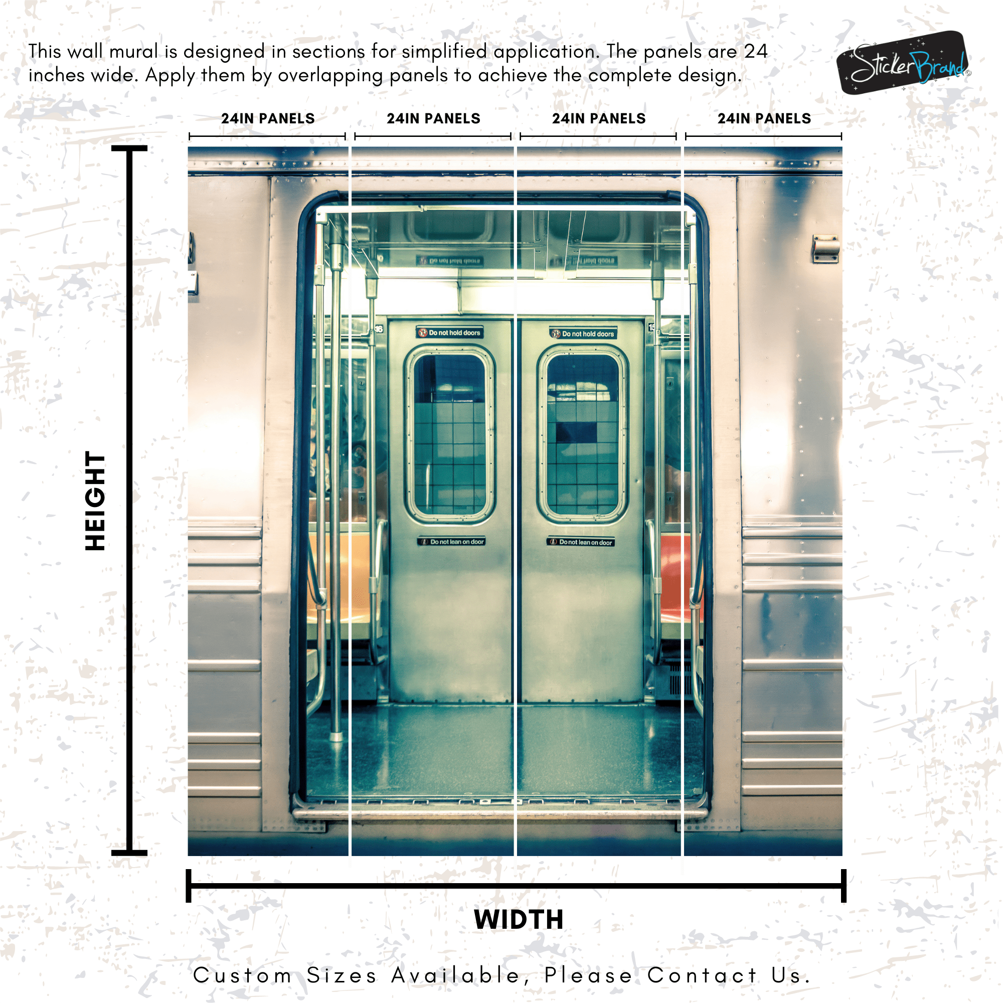 Subway Train Wall Mural Wallpaper. Urban NYC Decor. #6775