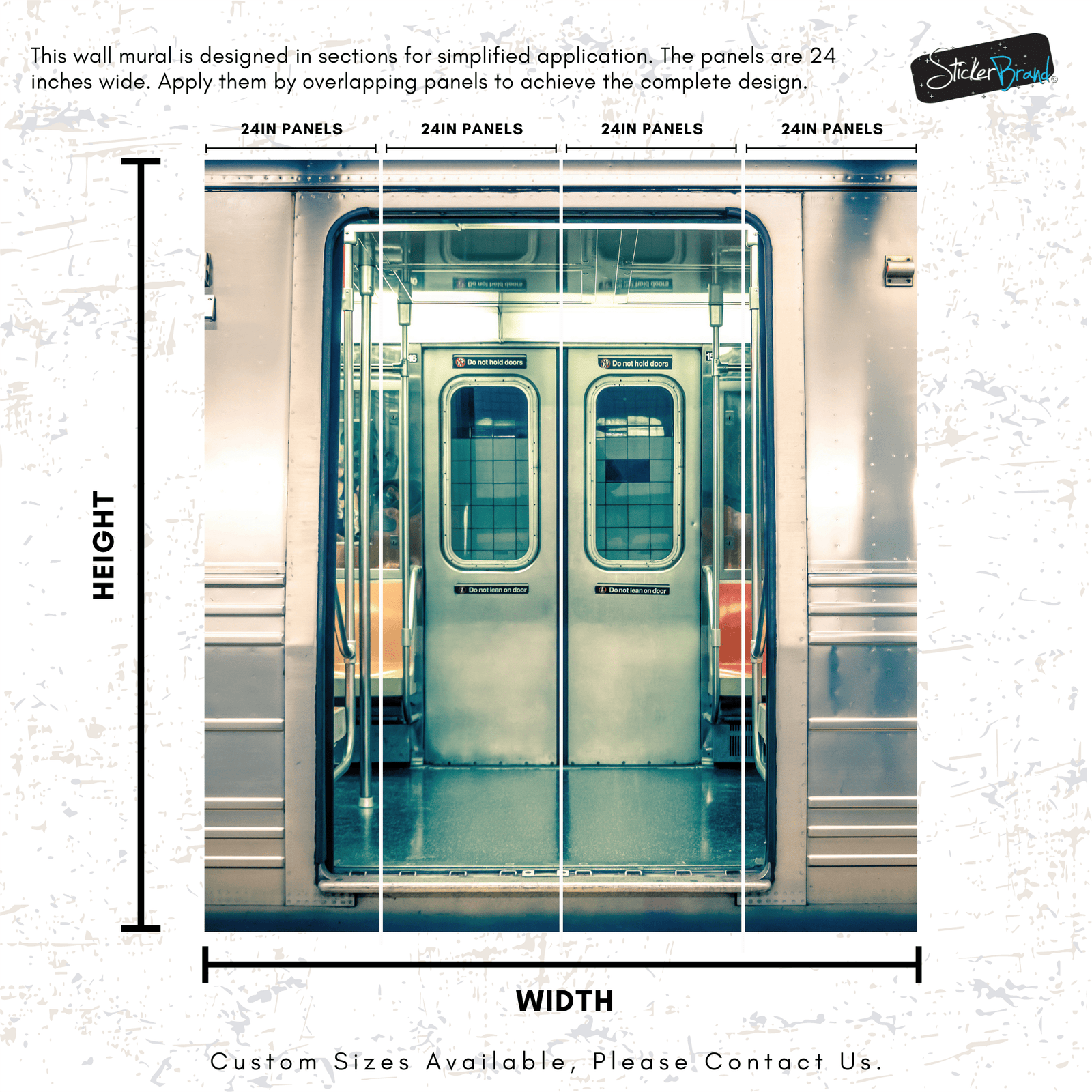 Subway Train Wall Mural Wallpaper. Urban NYC Decor. #6775