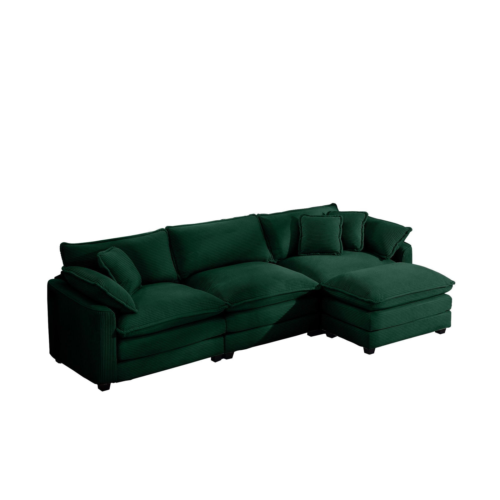 Modern Oversized Modular Cushion Sofa With Ottoman, Low Back, Deep Seating Sofa Set