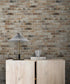 Brick Pattern Wallpaper Mural. Light Tan and Brown Color. #6801