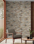 Brick Pattern Wallpaper Mural. Light Tan and Brown Color. #6801
