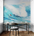 Artistic Painting of Blue Ocean Wave Wall Mural. #6870