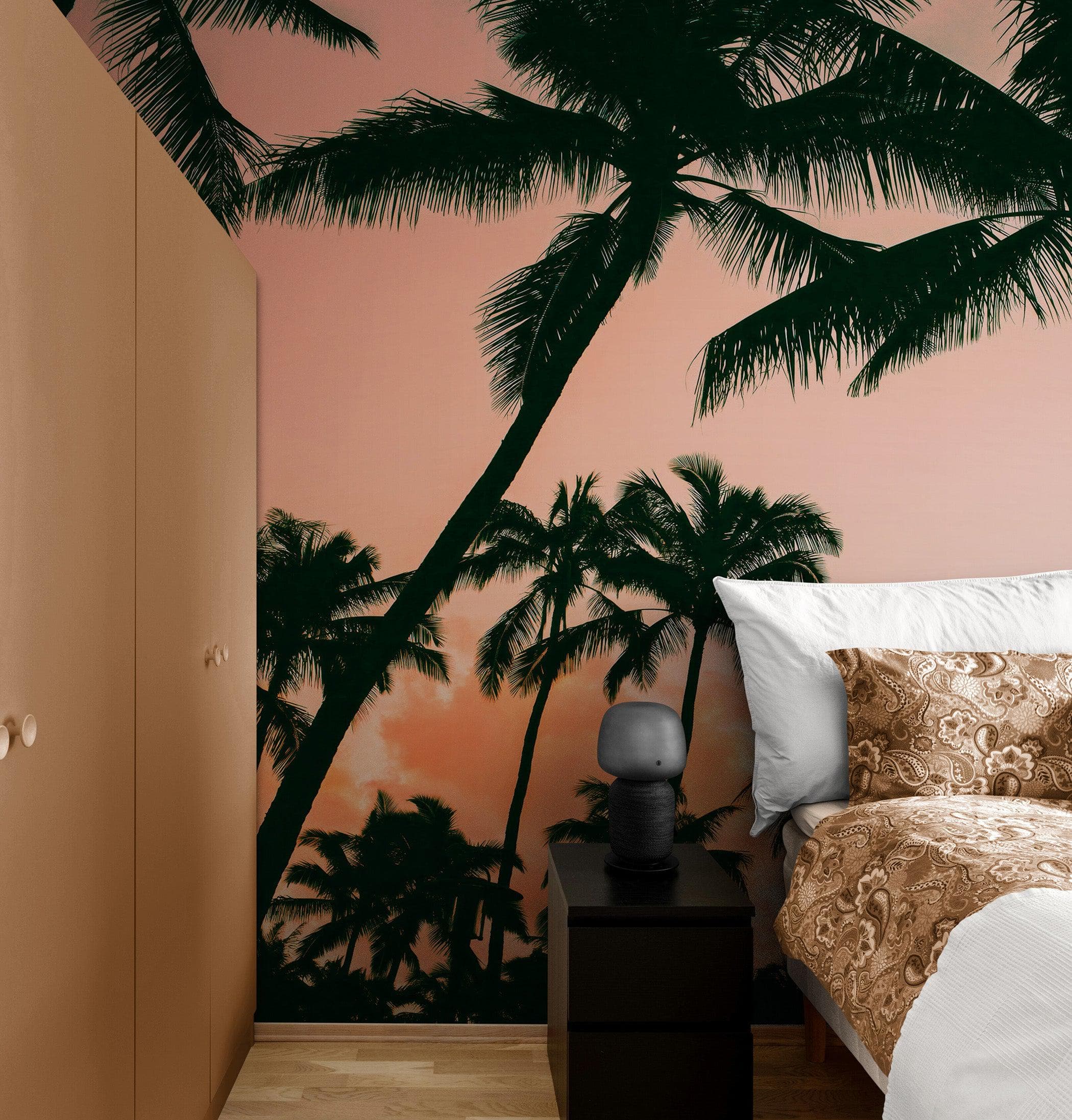 Sunset Wallpaper Mural. Palm Trees Tropical Vibe. #6871