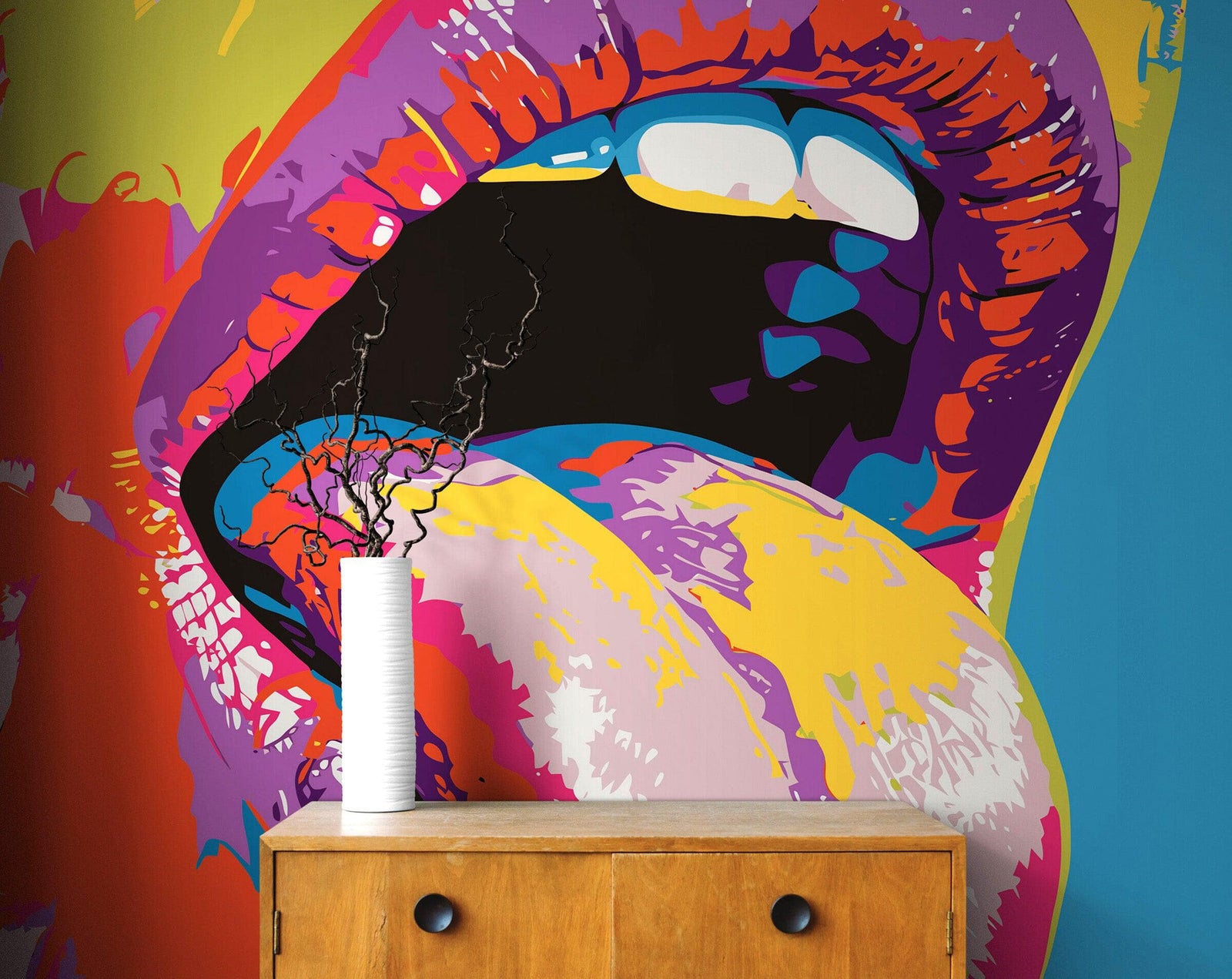 Glamour Chic Pop Art. Sexy Girl with Tongue Out Wall Mural. #6875