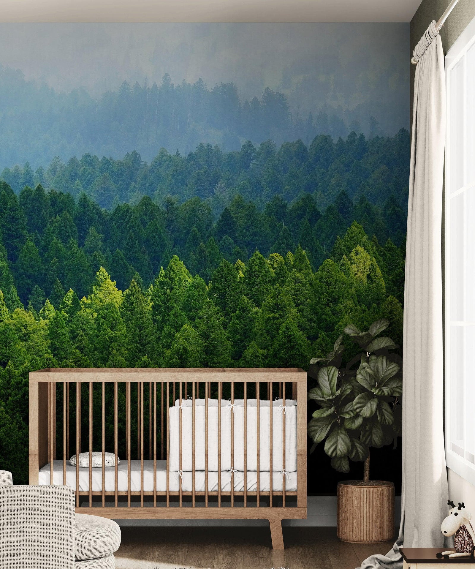 Green Forest Wallpaper Mural. Scenic Landscape Wall Mural. #6894