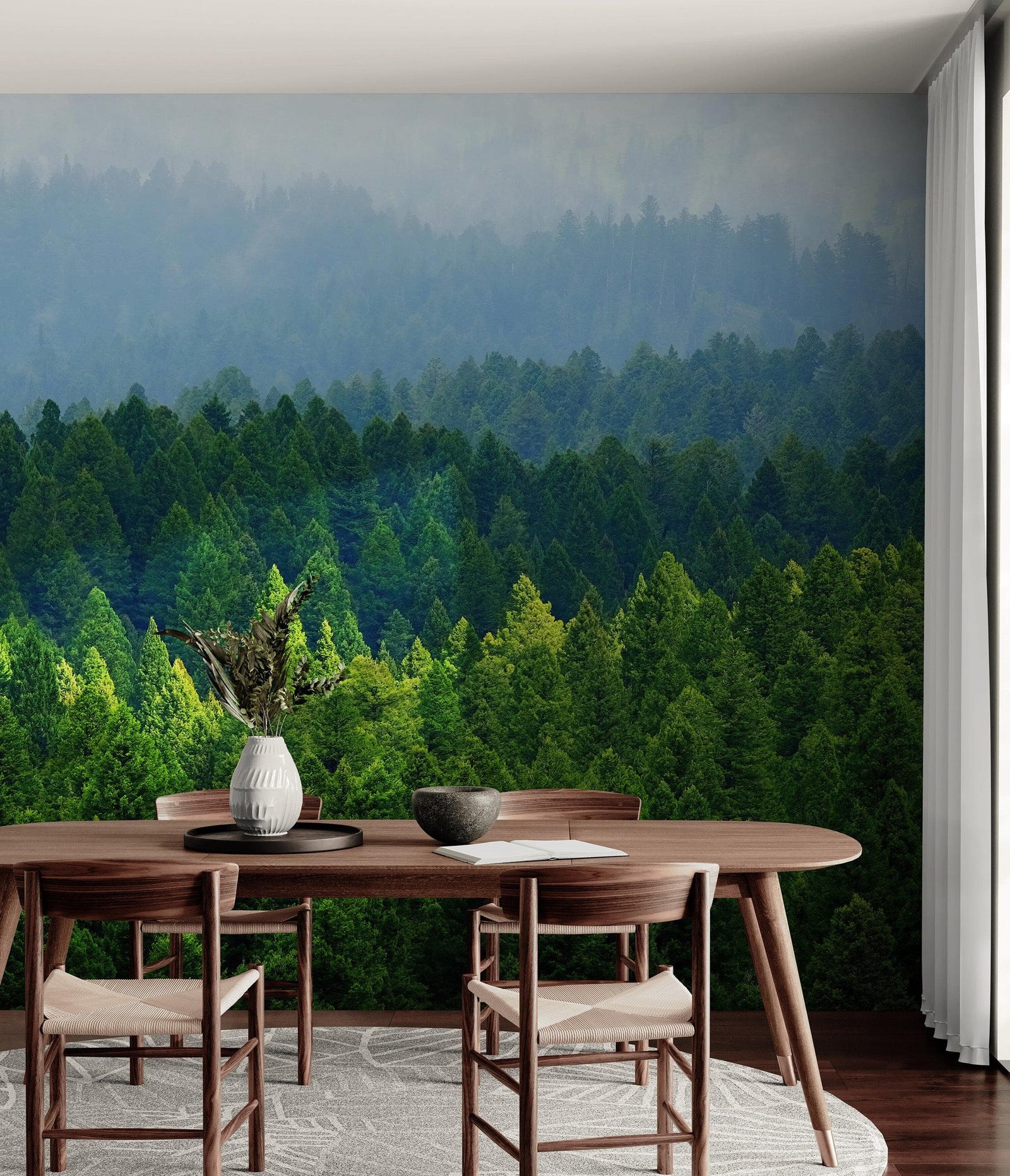 Green Forest Wallpaper Mural. Scenic Landscape Wall Mural. #6894