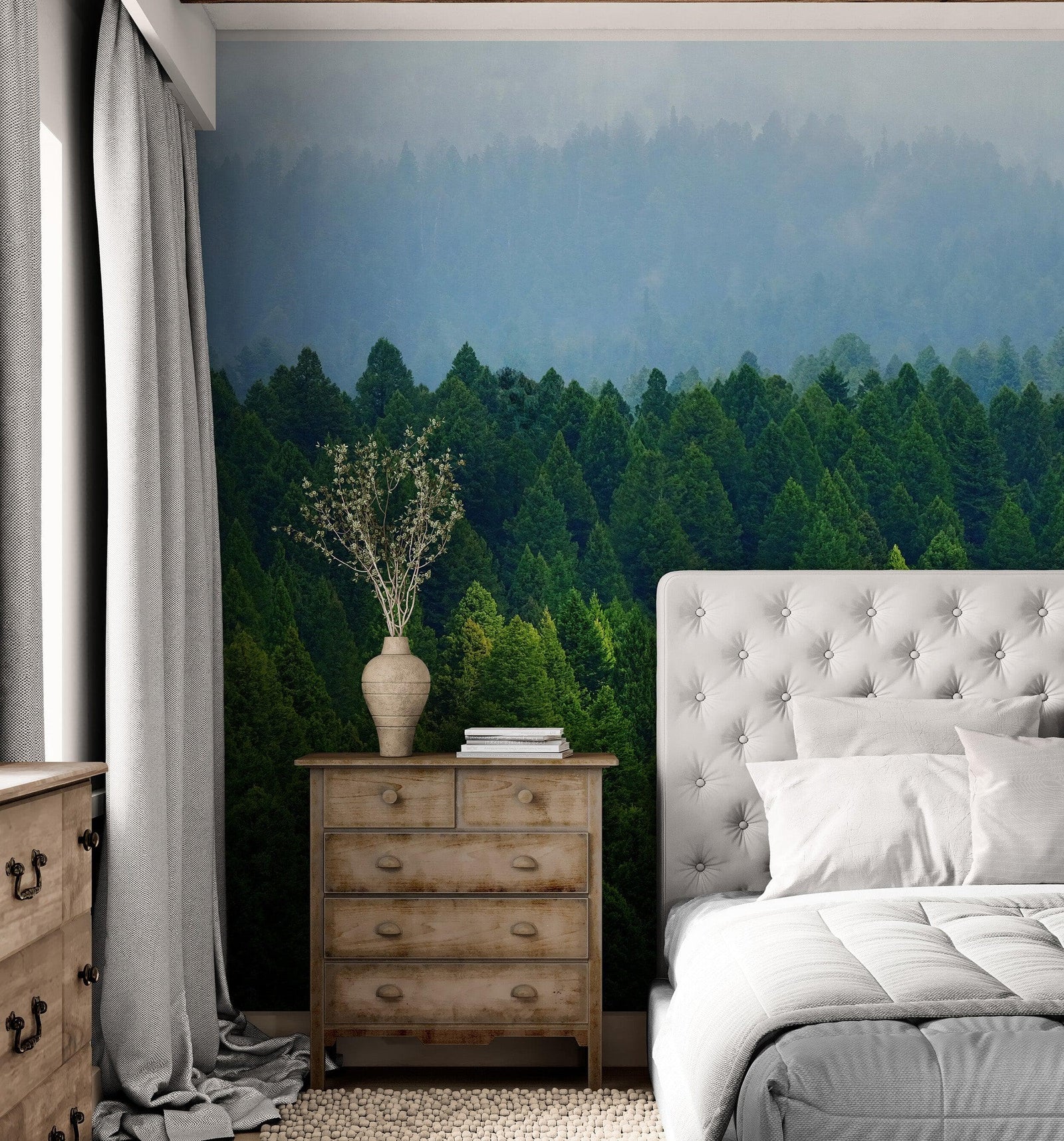 Green Forest Wallpaper Mural. Scenic Landscape Wall Mural. #6894