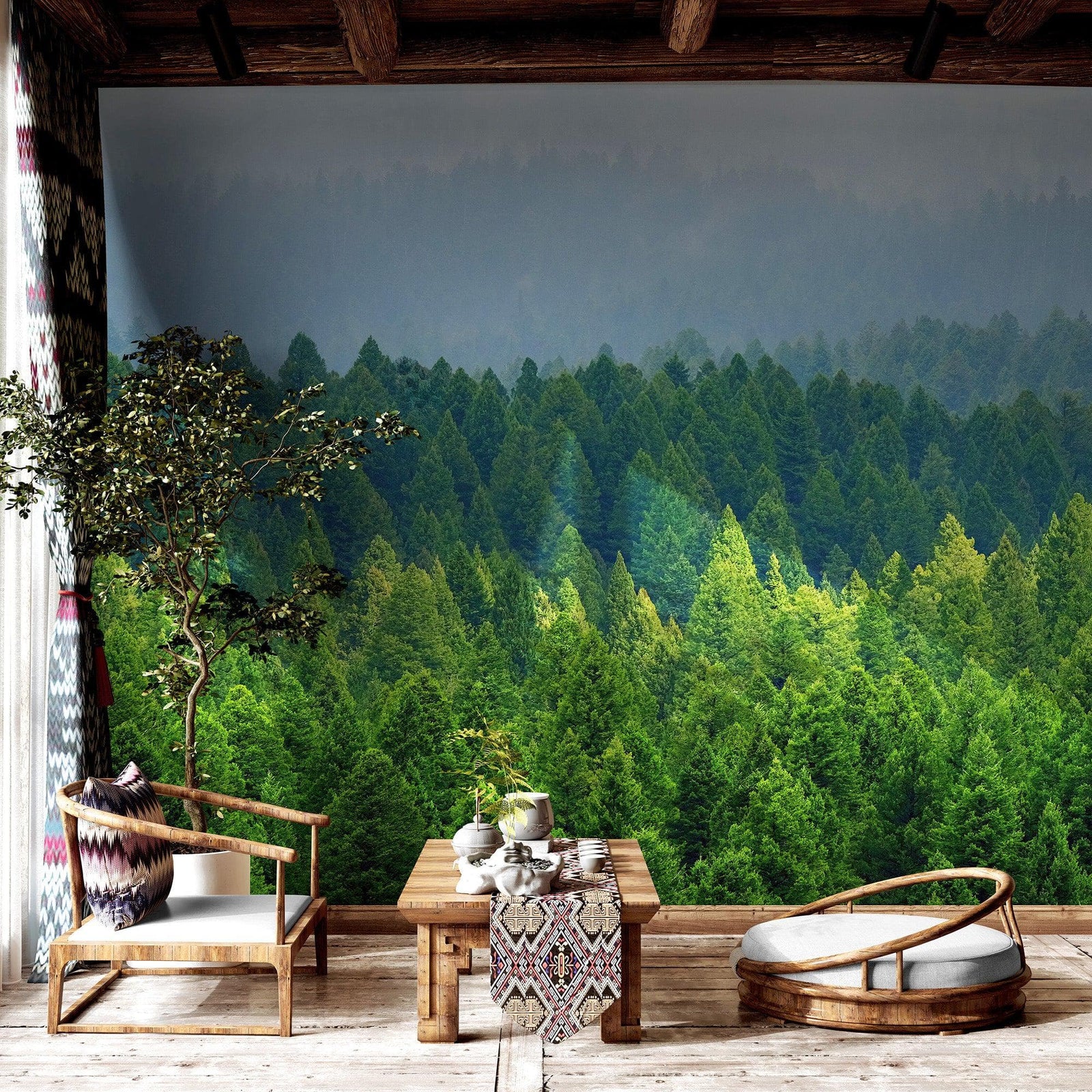 Green Forest Wallpaper Mural. Scenic Landscape Wall Mural. #6894