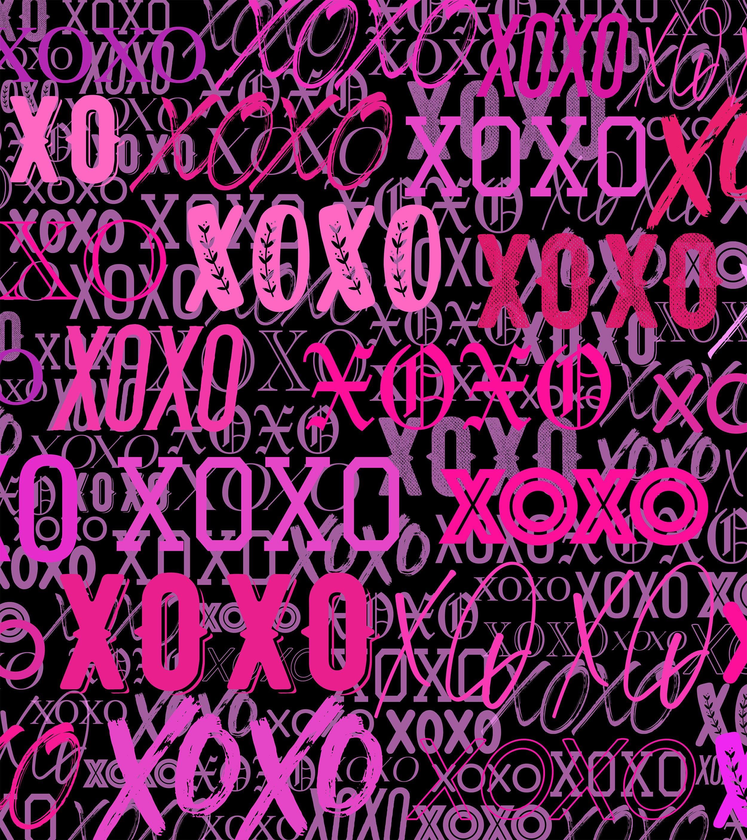 Pink XOXO Wallpaper Mural – Stylish Chic Glamour Girl’s Room Decor. #6899