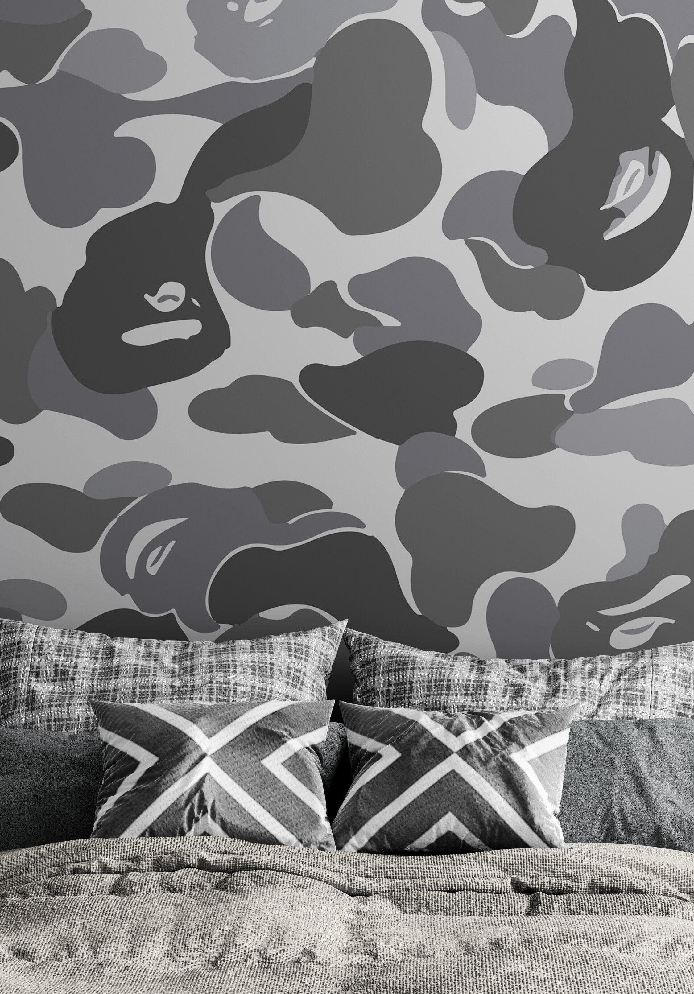 Bape Camo Wallpaper Mural. Grey Camo Streetwear Hype Beast Aesthetics. #6901