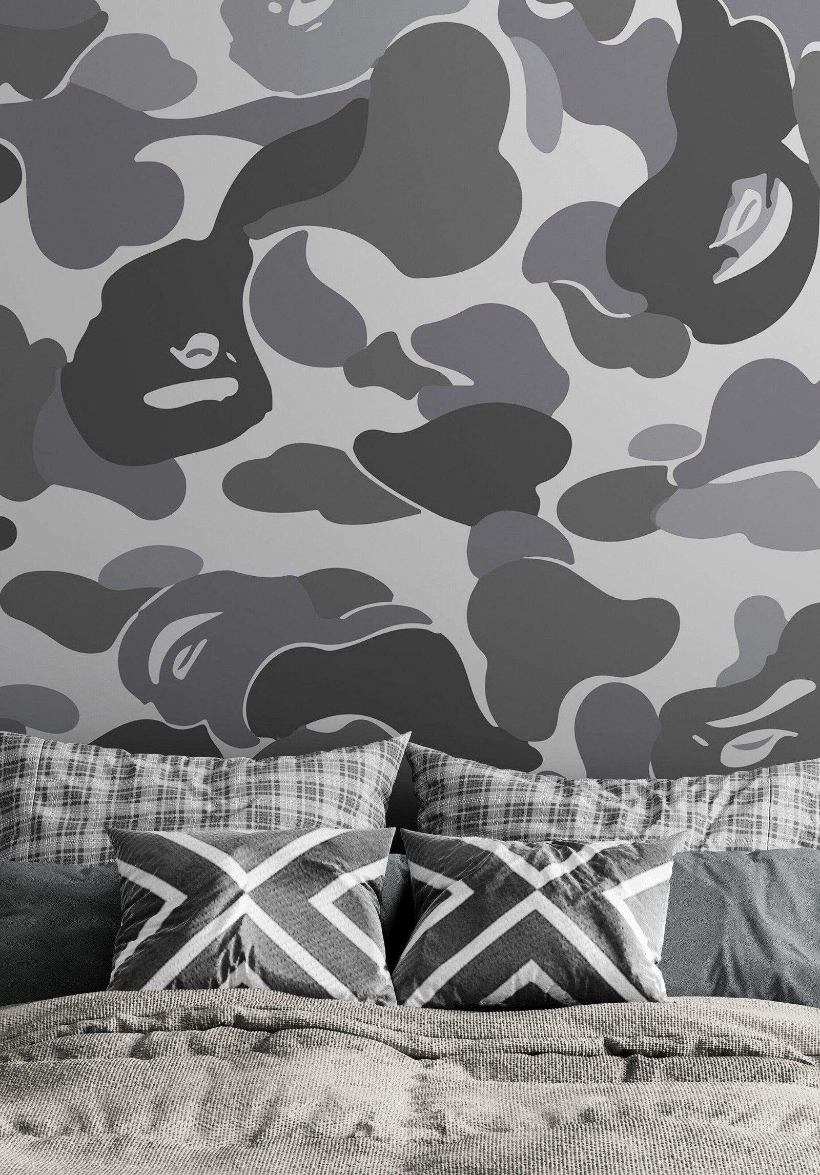 Bape Camo Wallpaper Mural. Grey Camo Streetwear Hype Beast Aesthetics. #6901