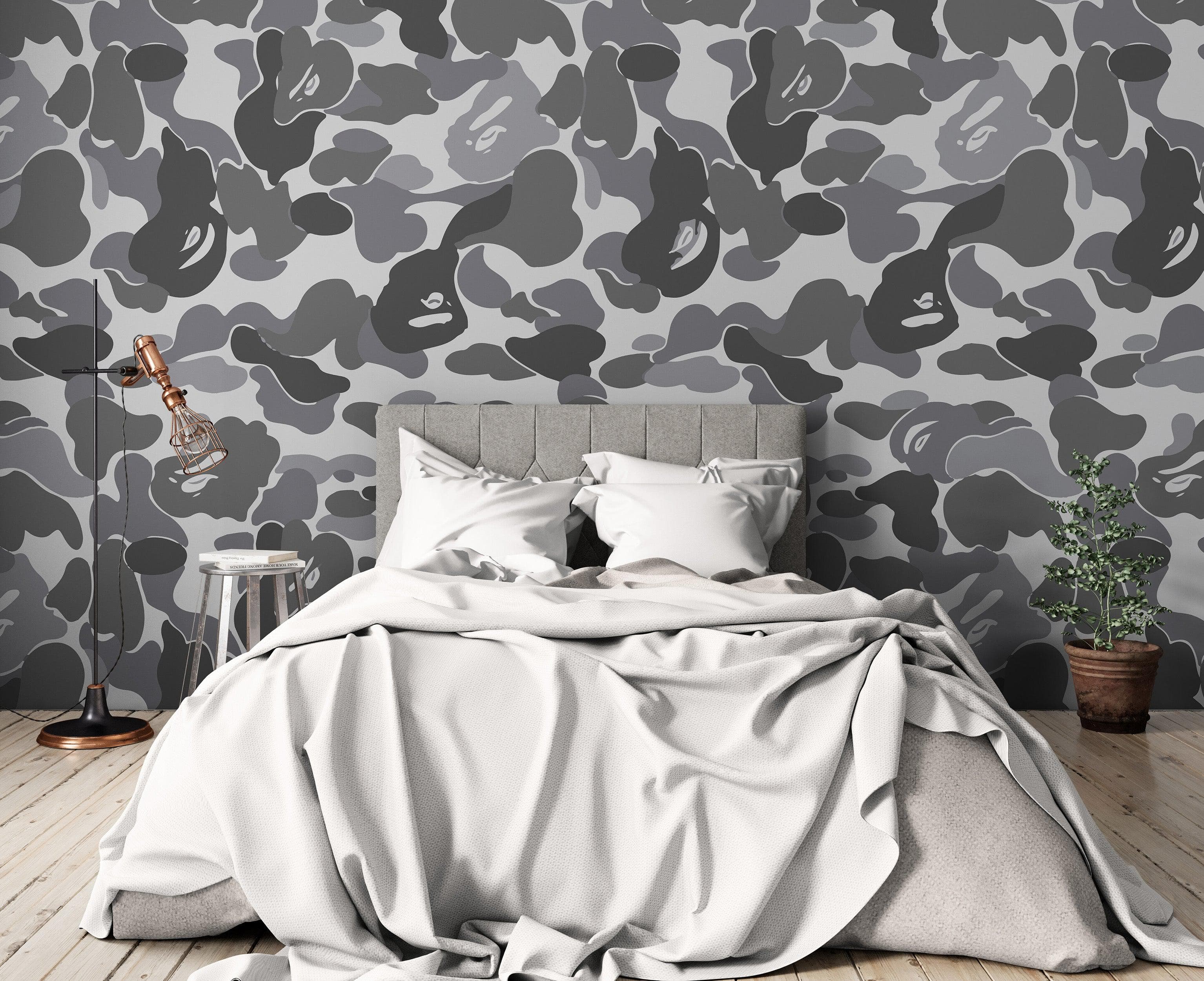 Bape Camo Wallpaper Mural. Grey Camo Streetwear Hype Beast Aesthetics. #6901