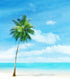 Tropical Palm Tree Wall Mural – Beach Shore Painting. #6911