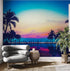 Tropical Night Wallpaper Mural – Miami Sunset Over Resort Pool & Beach. #6915