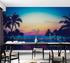 Tropical Night Wallpaper Mural – Miami Sunset Over Resort Pool & Beach. #6915